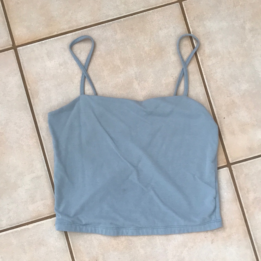 A baby blue crop too